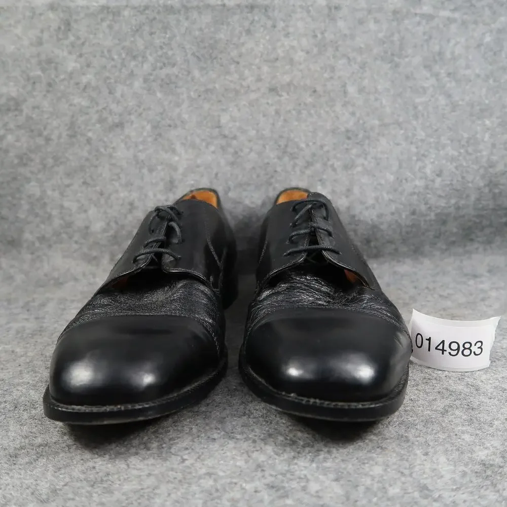 Pronto Uomo Dress Shoes Mens 8.5 Oxford Leather Derby Cap Toe Black Formal Italy